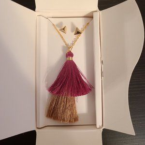 Lily Sky Tassel Long Necklace and Earrings Set